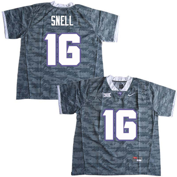 Men #16 Kenedy Snell TCU Horned Frogs College Football Jerseys Sale-Gray - Click Image to Close